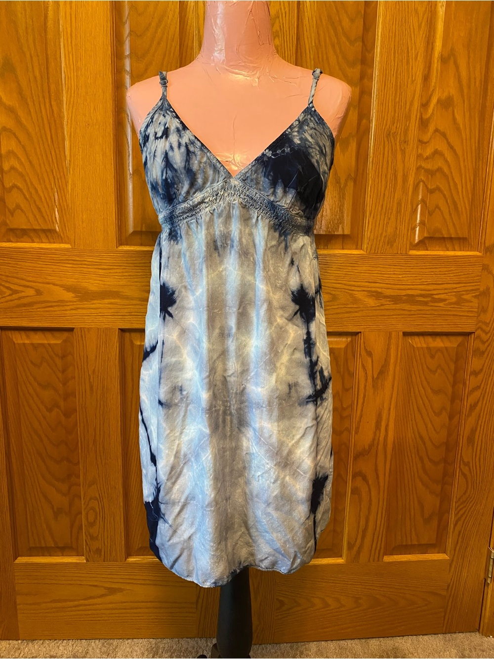Lucky Brand Boho Tie Dye Blue Mini Slip Dress